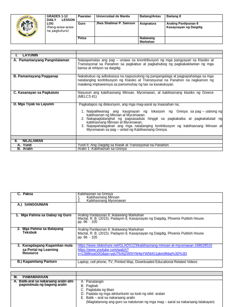 Lesson Plan For PT 2 | PDF