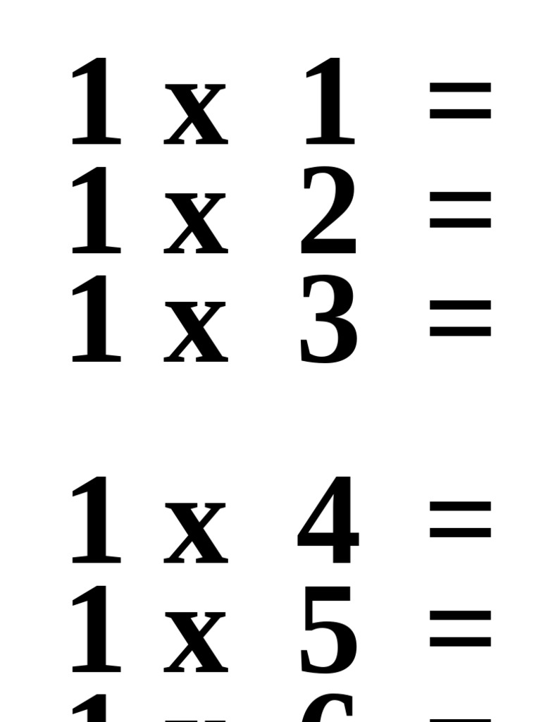 multiplication table 1 2 3 4 5 6