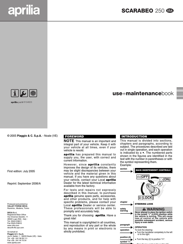 APRILIA SCARABEO 250 SERVICE MANUAL PDF visual data 5