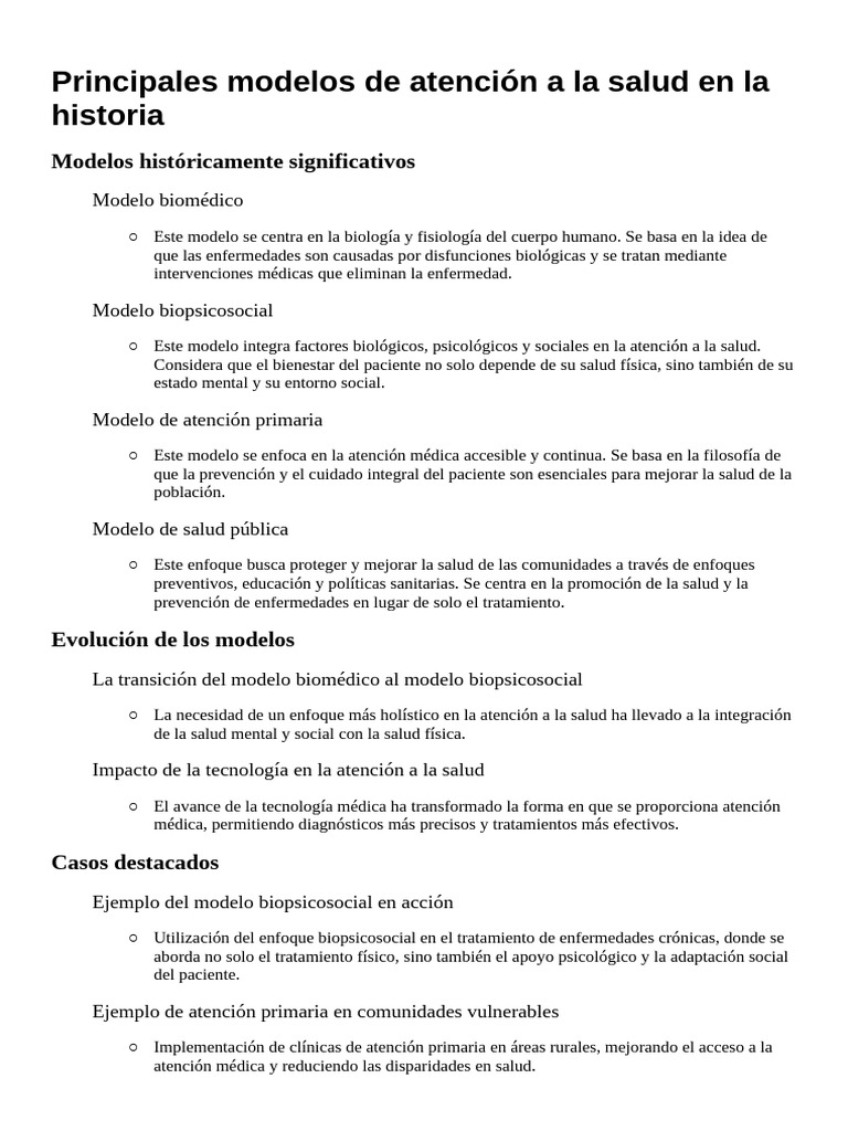 Principales Modelos de Atención A La Salud en La Historia | PDF