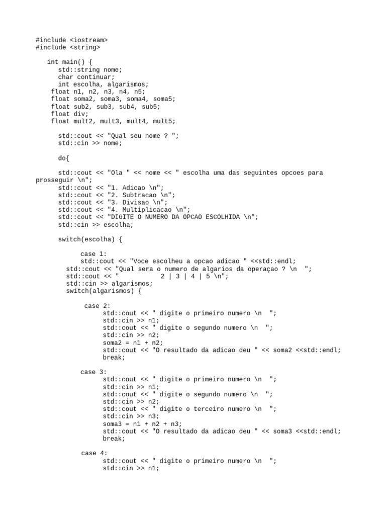 Calculadora (C++) | PDF