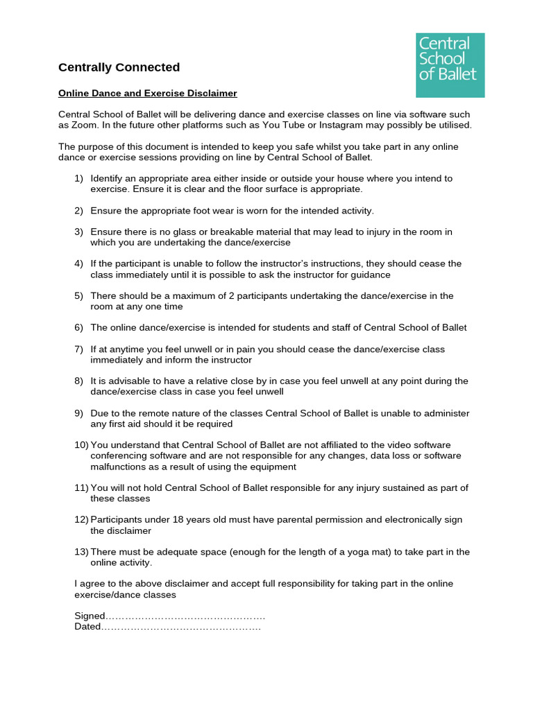 CSB Exercise Disclaimer 2020 | PDF