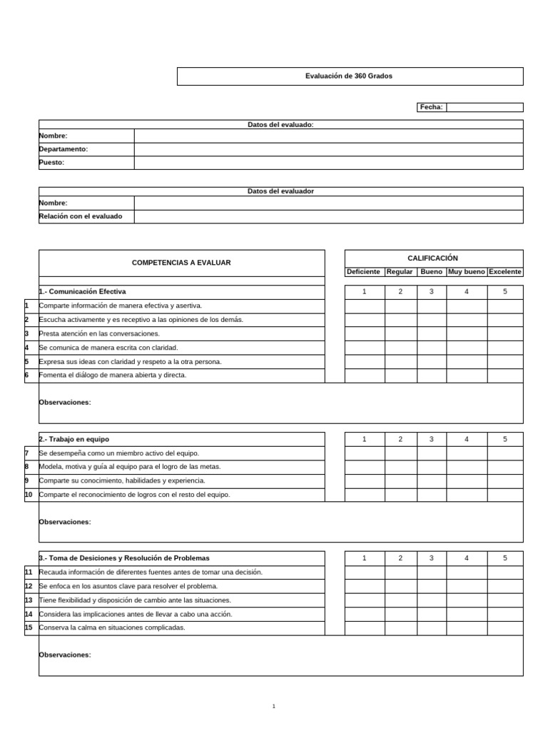 Formato de Evaluacion 360 GENERICA | PDF