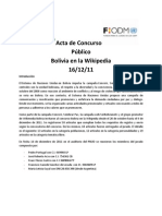 Acta Del Jurado Del Concurso de La Wikipedia "Arandu"