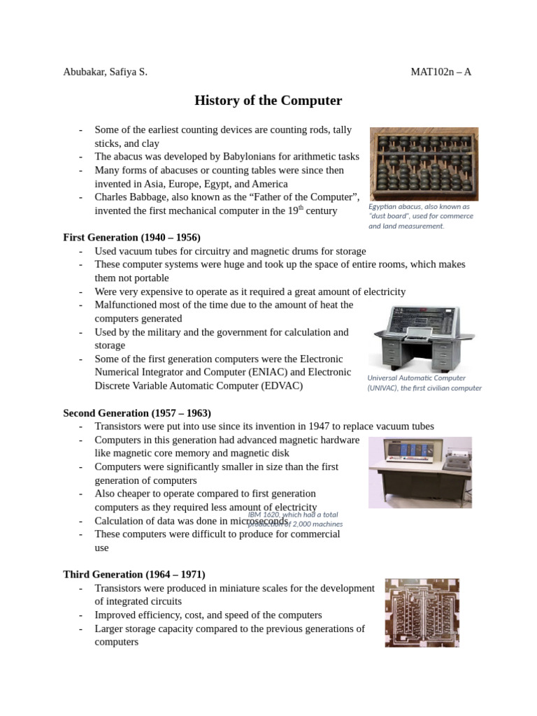 History and Parts of The Computer | PDF