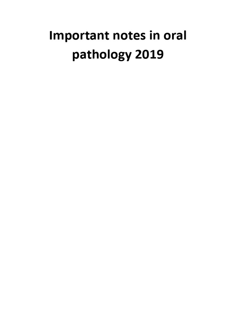 Important Notes in Oral Pathology 2019 | PDF