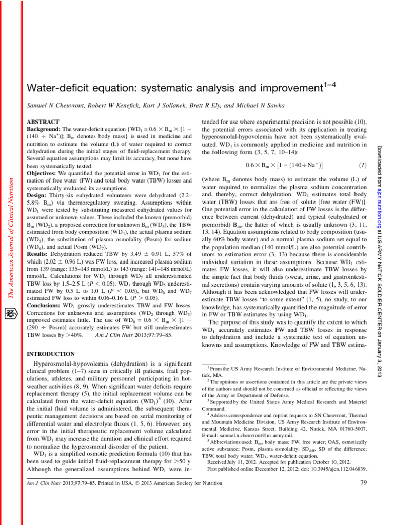 2012 - Water Deficit Equation Systematic Analys | PDF
