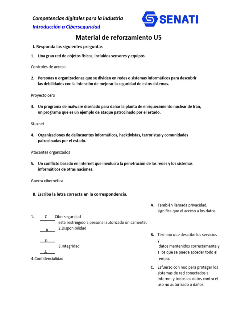 SINU-153 - Material de Reforzamiento U5 Gabriel Cuyo Champi | PDF