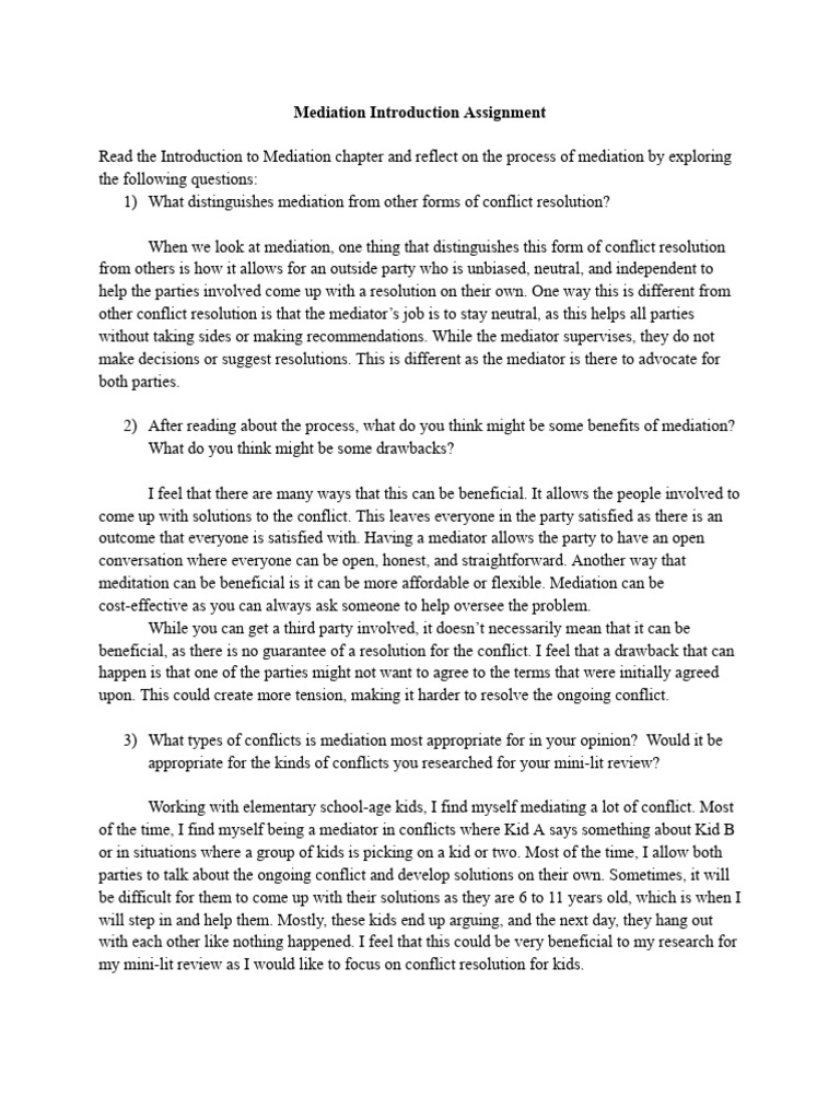 Mediation Introduction Assignment | PDF