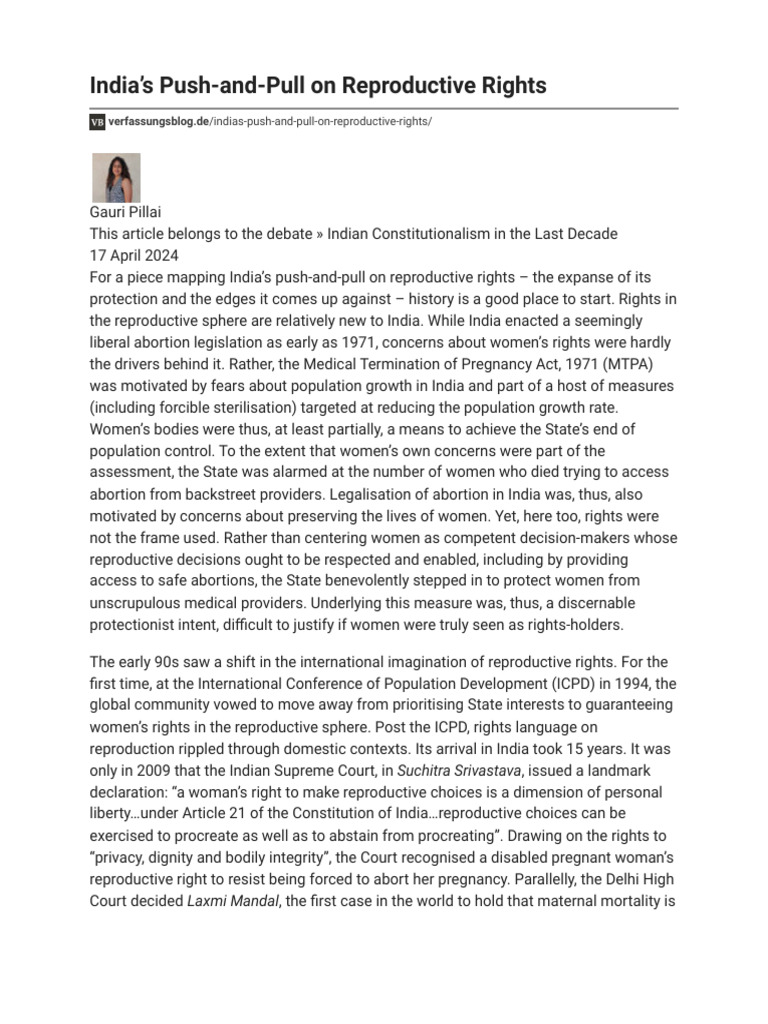 India's Push-And-Pull On Reproductive Rights | PDF