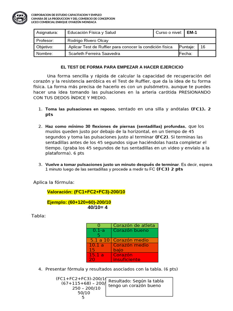 Test de Ruffier | PDF