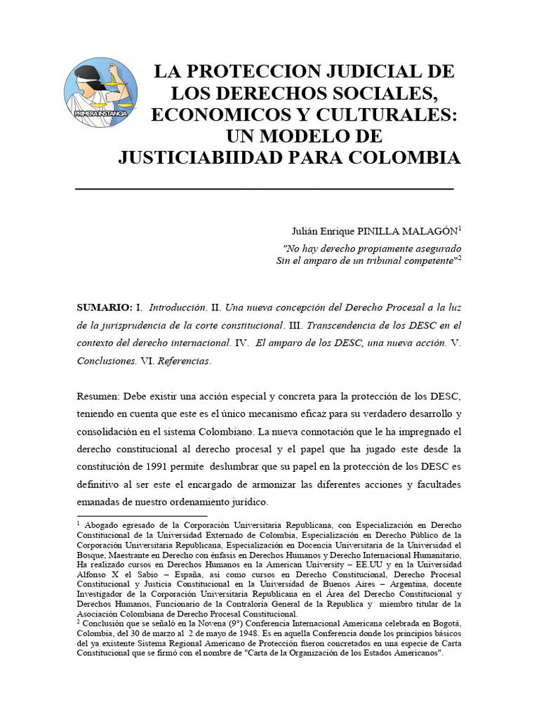 Justiciabilidad de los DESC en Colombia | PDF | Derechos humanos | Ley ...