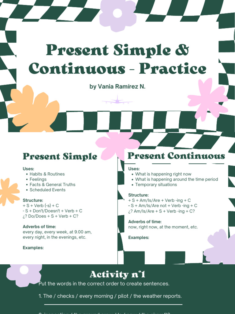 Present Simple & Continuous - Aeronautical English Class 3 | PDF