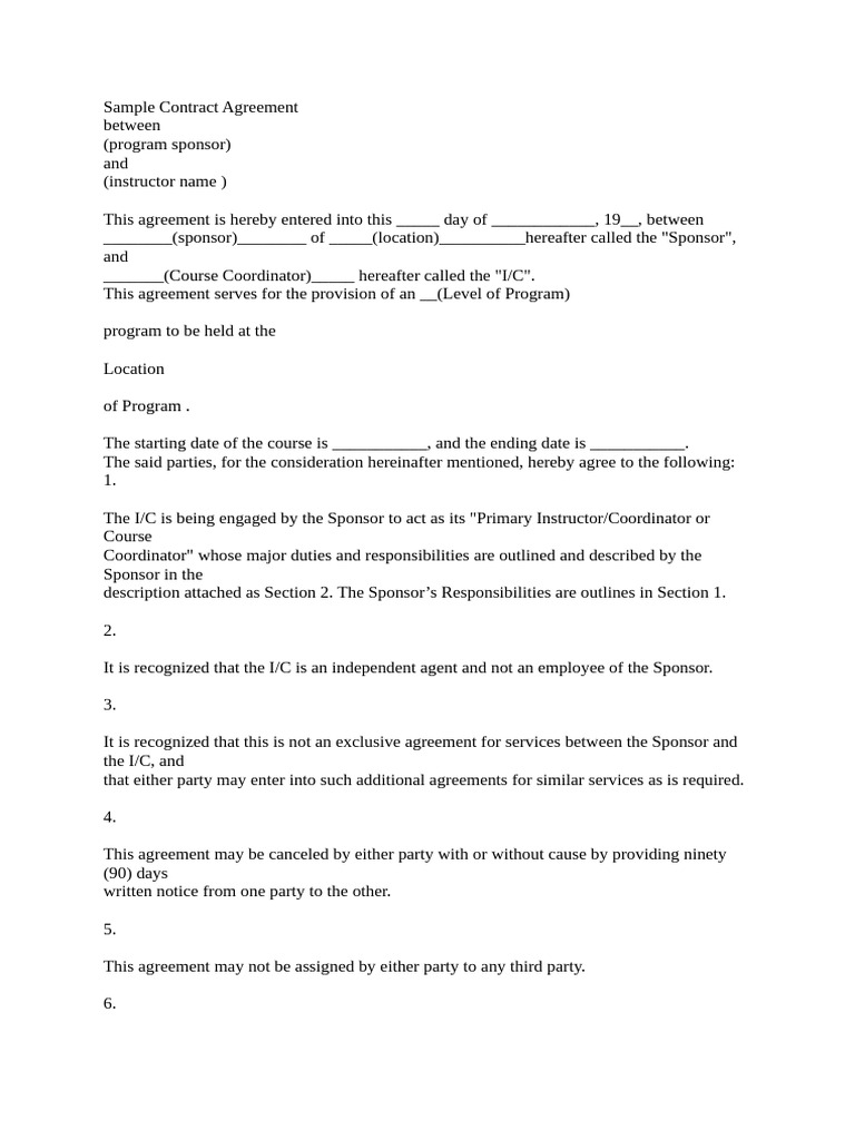 Sample Contract Agreement | PDF