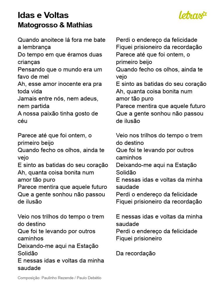 IDAS E VOLTAS - Matogrosso & Mathias | PDF