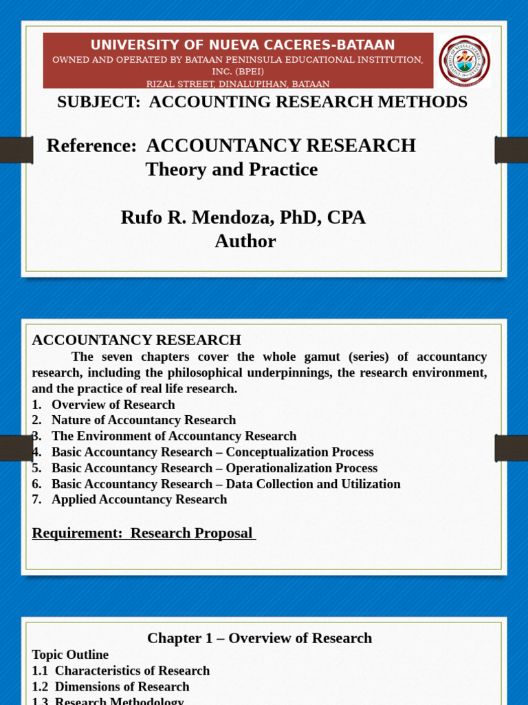 ACCOUNTING Reseach Methods Lesson 1 | PDF