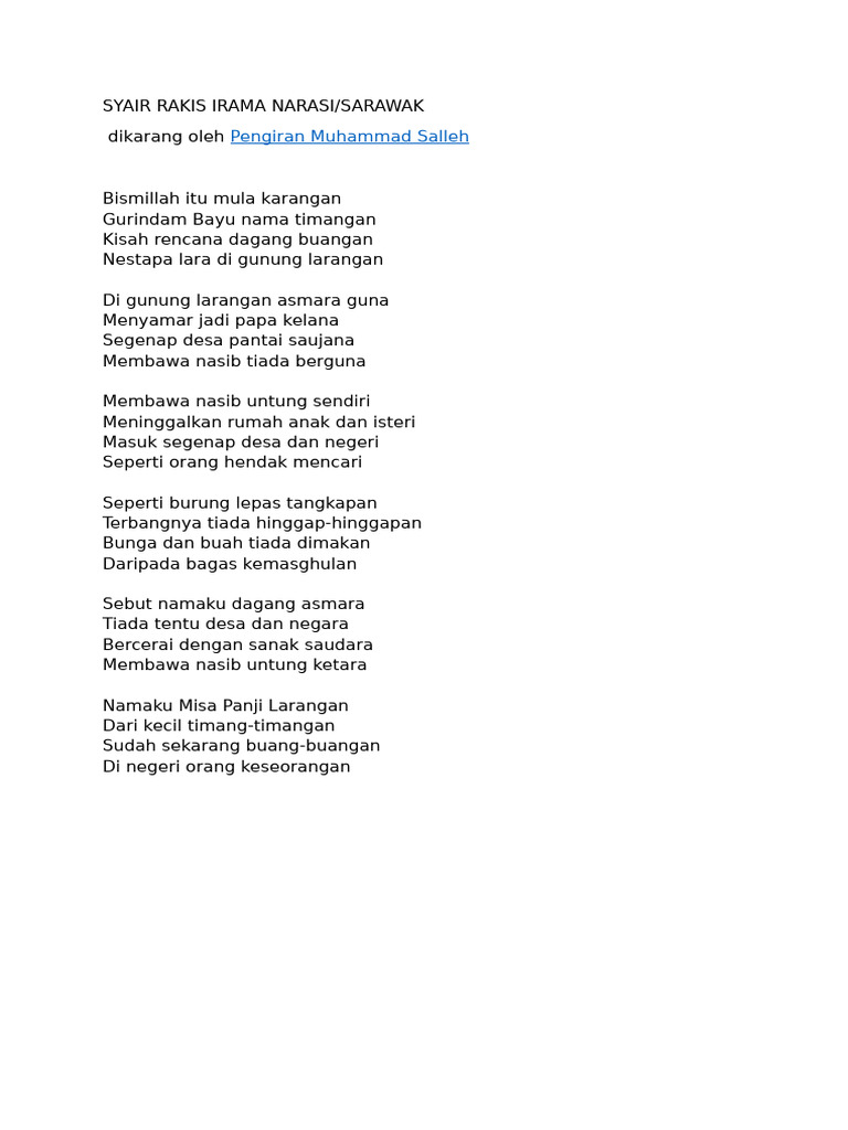Syair Rakis Irama Narasi | PDF