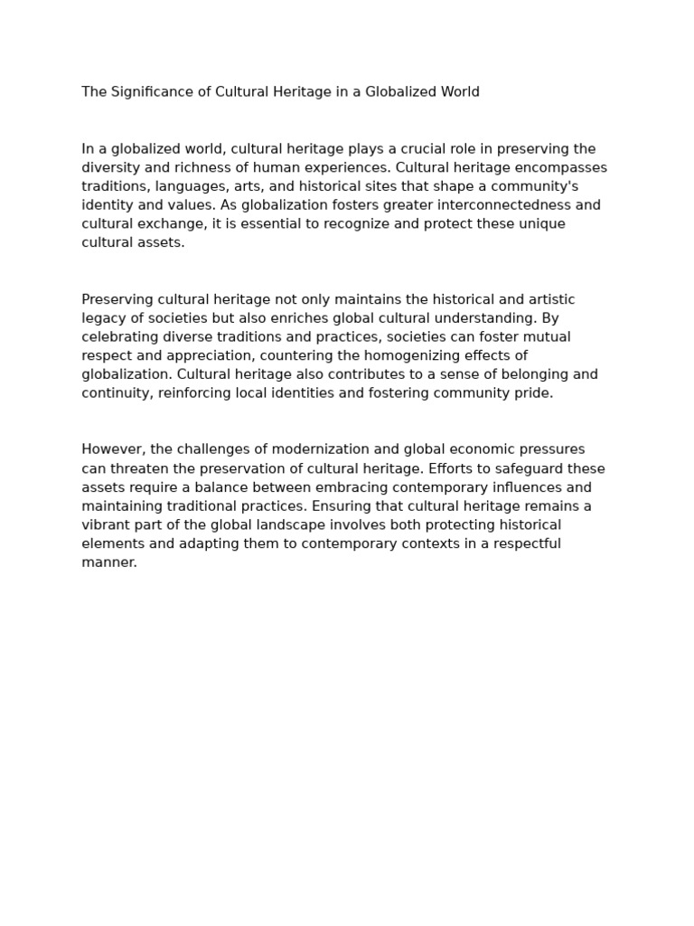 The Significance of Cultural Heritage in A Globalized World | PDF ...