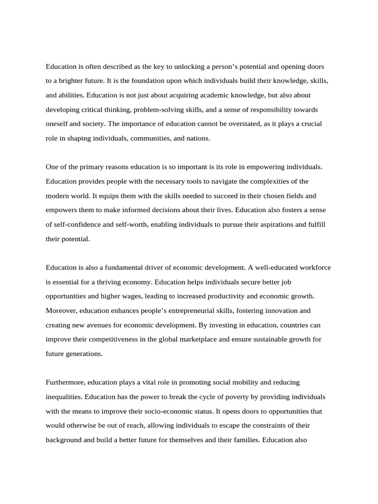 The Importance of Education for Growth | PDF | Social Mobility ...