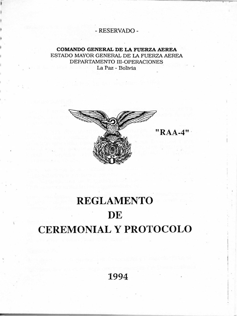 No. 05 RAA-4 Regl. de Ceremonial y Protocolo 1994 | PDF