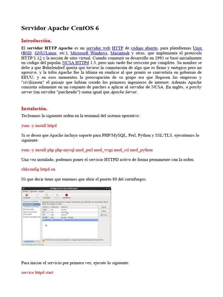 Configuración de Apache en CentOS 6 | PDF | Servidor HTTP Apache ...