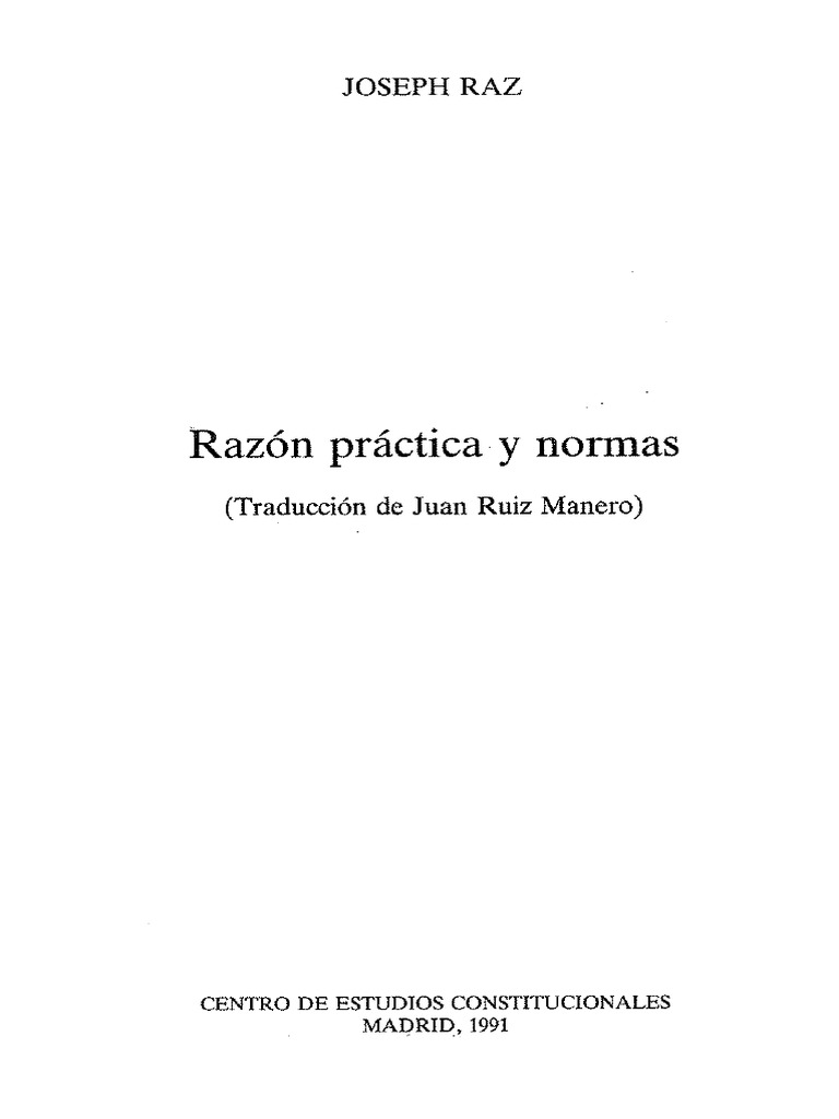 Razón Práctica y Normas - Joseph Raz (Indice) | PDF