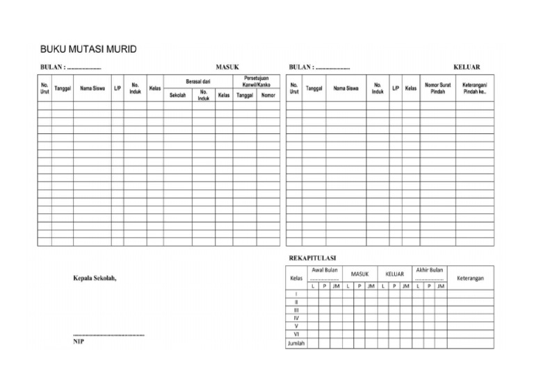 Buku Mutasi Murid Pdf