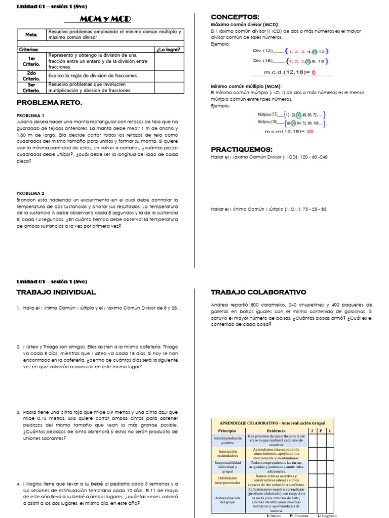 U01S01 - 8° - MCM y MCD | PDF