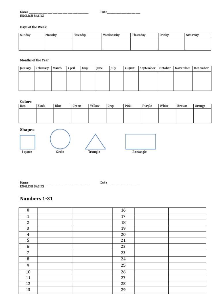 Days of The Week: Shapes | PDF