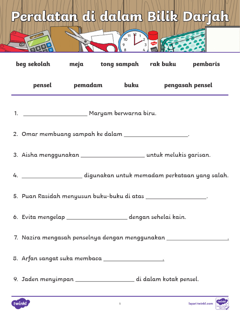 My BM 1635957411 Lembaran Kerja Peralatan Di Dalam Bilik Darjah - Ver