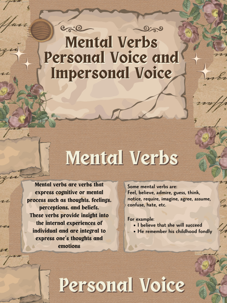 Understanding Mental Verbs and Voices | PDF | Verb | Language Arts ...
