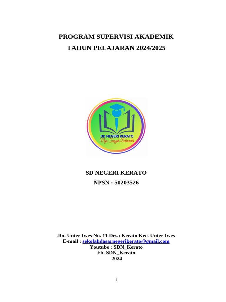 Program Supervisi Akademik SD Kerato 2024 | PDF