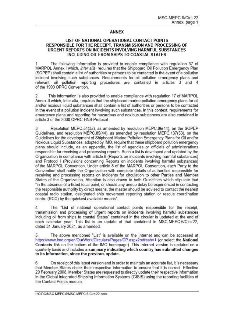 Imo list of national operational contact points 31 07 24 pdf