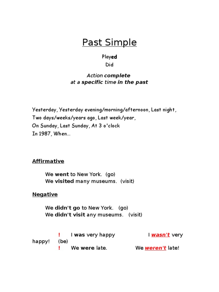 Understanding Past Simple Tense | PDF