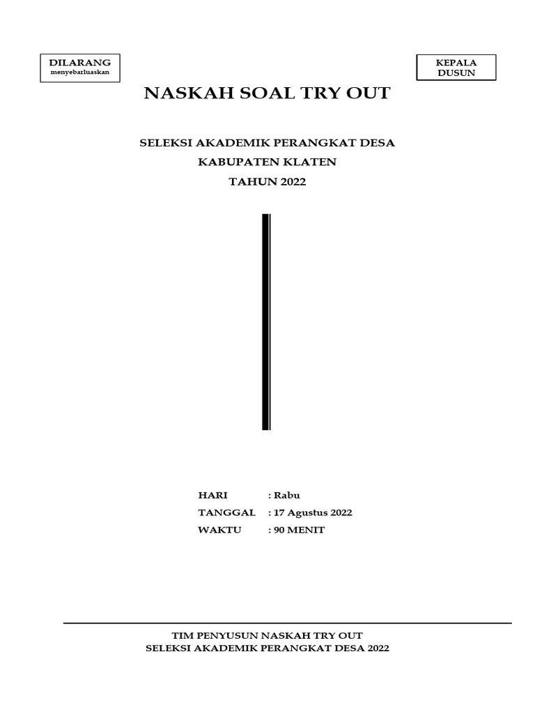 Soal Try Out Kadus | PDF
