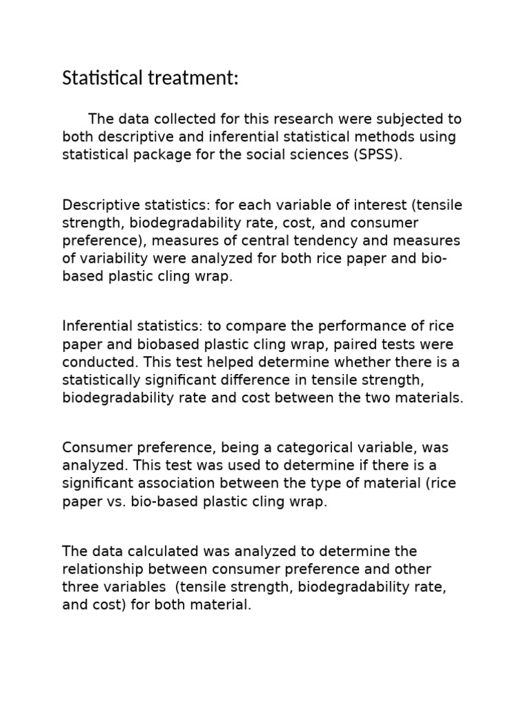 Statistical Treatment Example Pdf