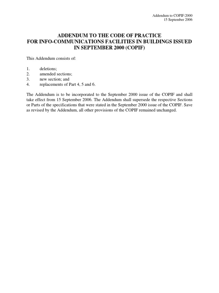Addendum to COPIF:2000 Overview | PDF | Technology & Engineering
