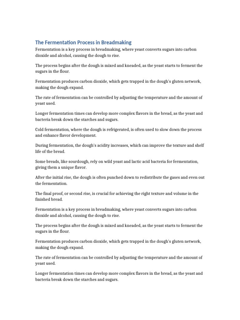 The Fermentation Process in Breadmaking | PDF
