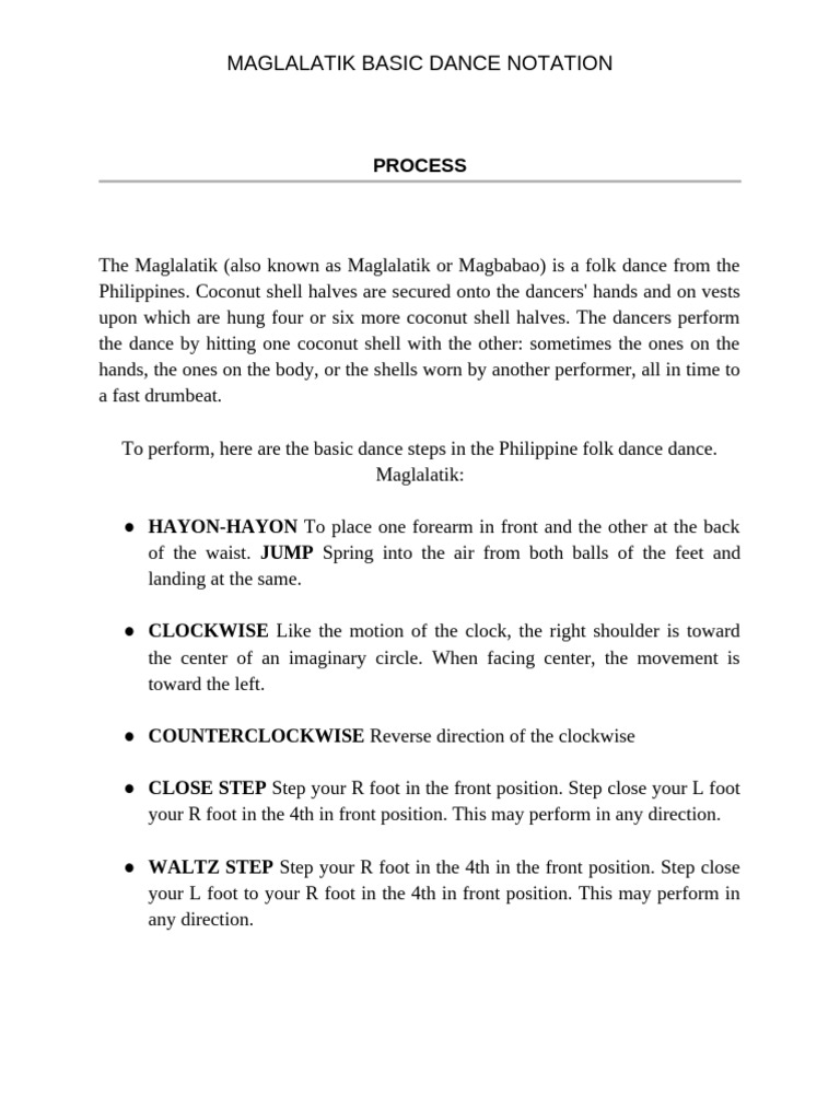 Maglalatik Basic Dance Notation | PDF