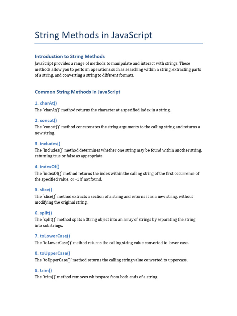 JavaScript String Methods | PDF