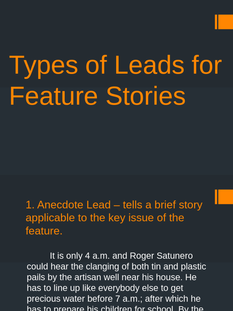 Types of Leads For Feature Stories | PDF