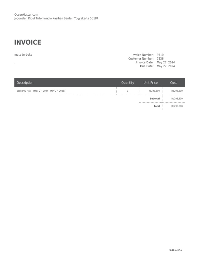 Invoice description quantity unit price cost pdf
