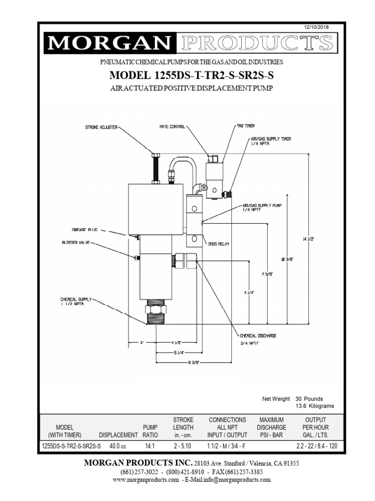 MODEL 1255DS-T-TR2-S-SR2S-S: Air Actuated Positive Displacement Pump | PDF