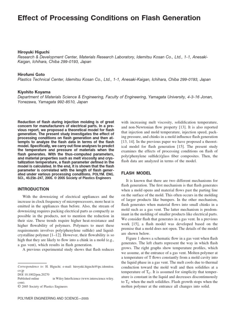 Polymer Engineering Sci - 2005 - Higuchi - Effect of Processing ...