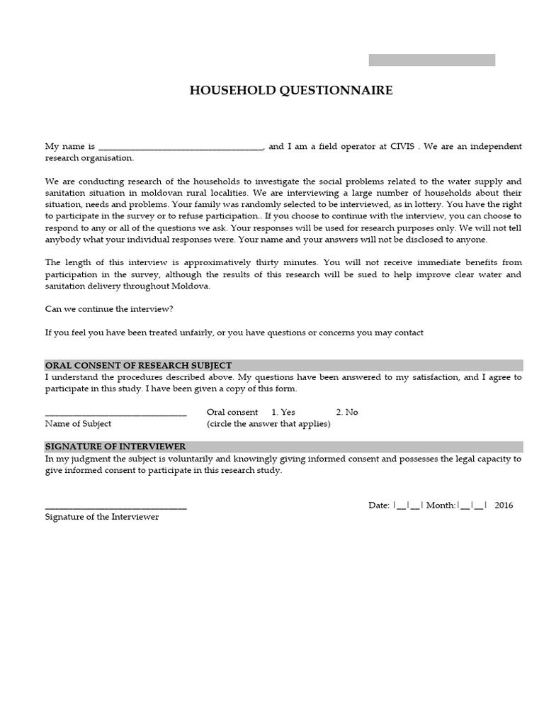 Household-Questionnaire ENG | PDF