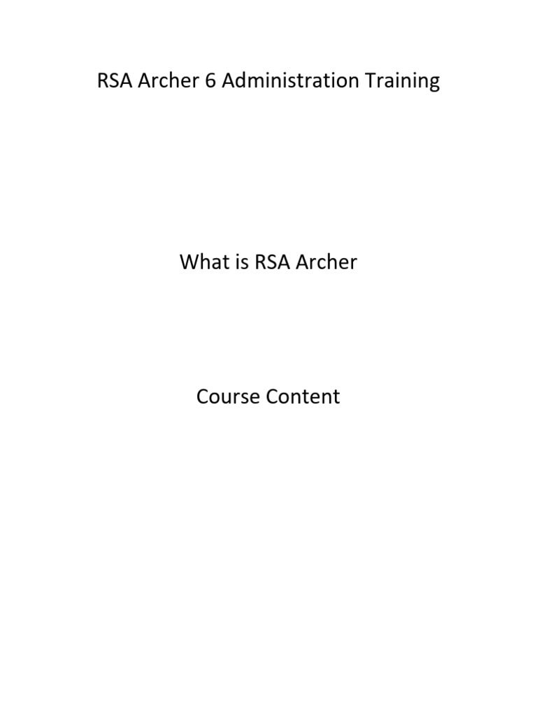 RSA Archer 6 Administration Training | PDF