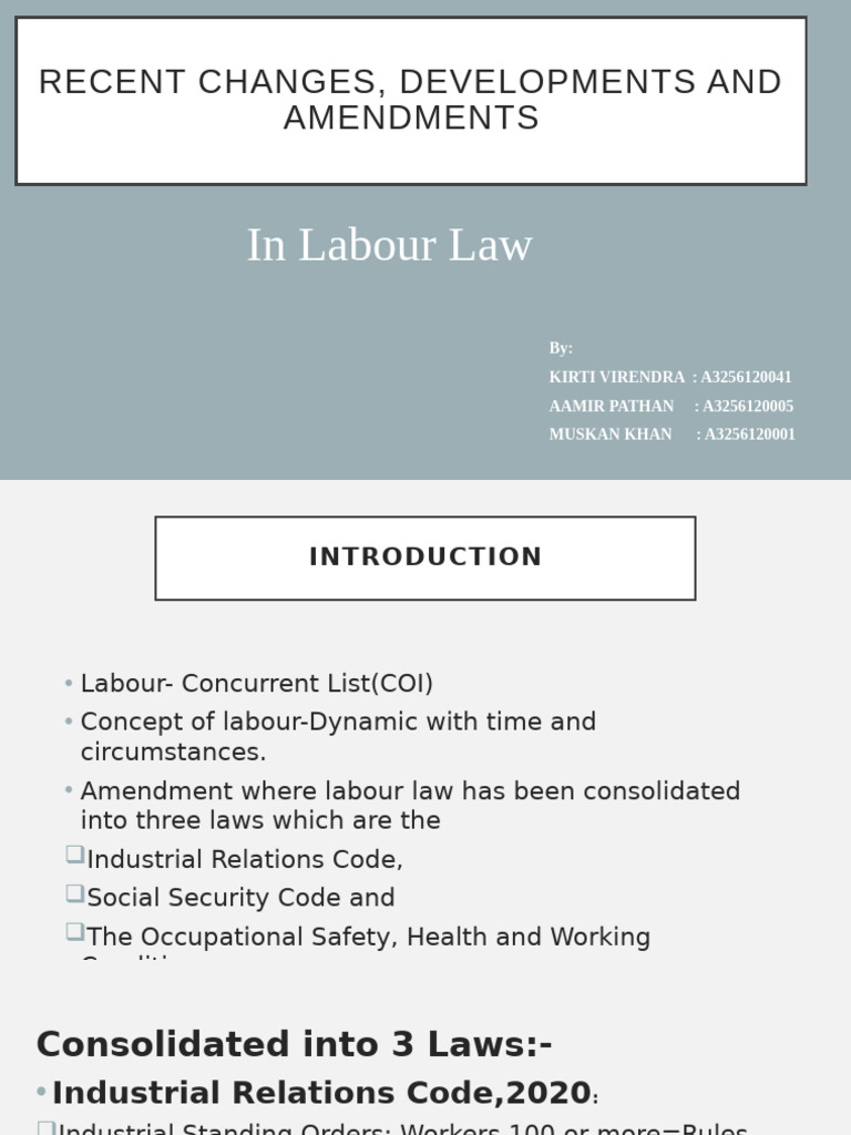 Labour Law Recent Changes Dev And Amendments Pdf
