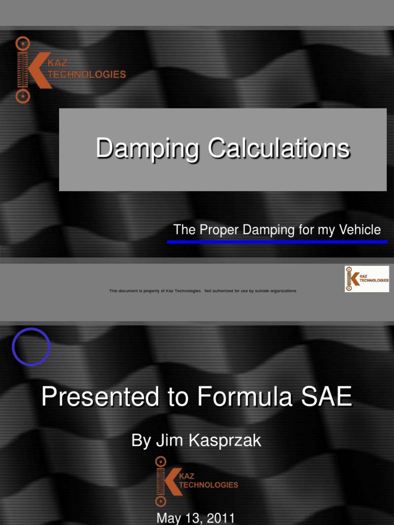 Kaz Tech Damping Calculation Seminar PDF Suspension (Vehicle