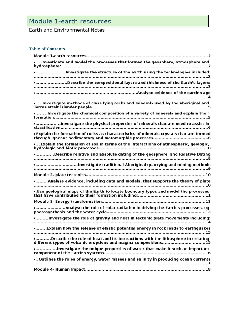 Earth And Environmental Notes Pdf