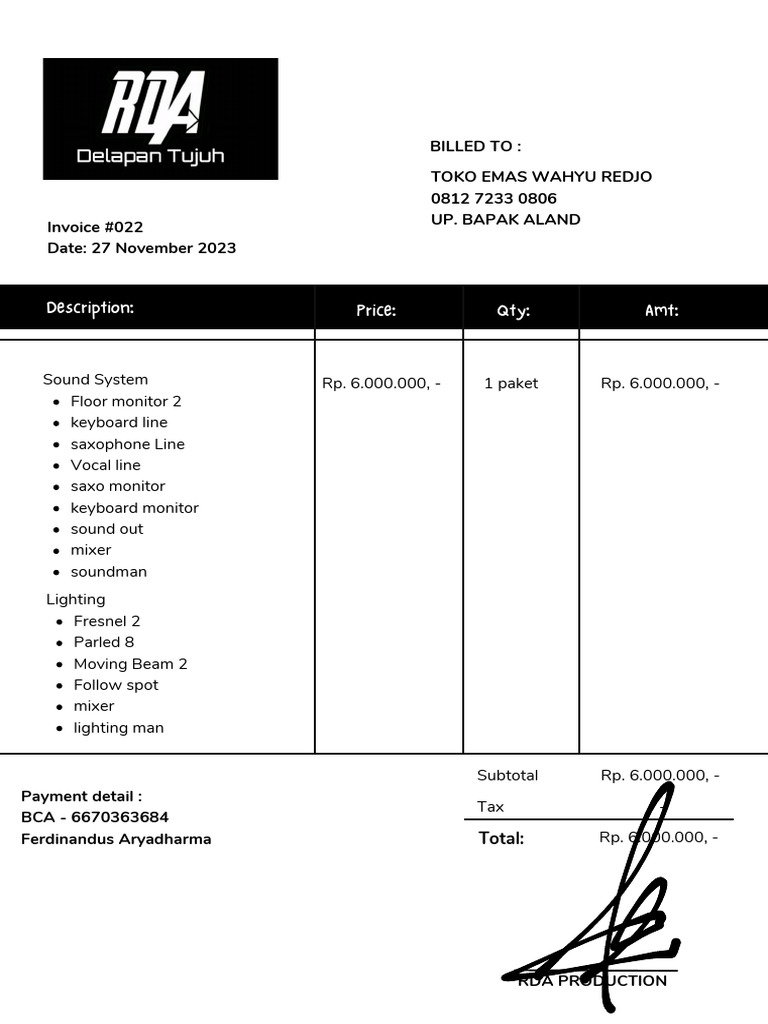 Invoice RDA | PDF
